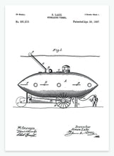 Indlæs billede til gallerivisning ubåd | PATENTPLAKAT - decoARTE