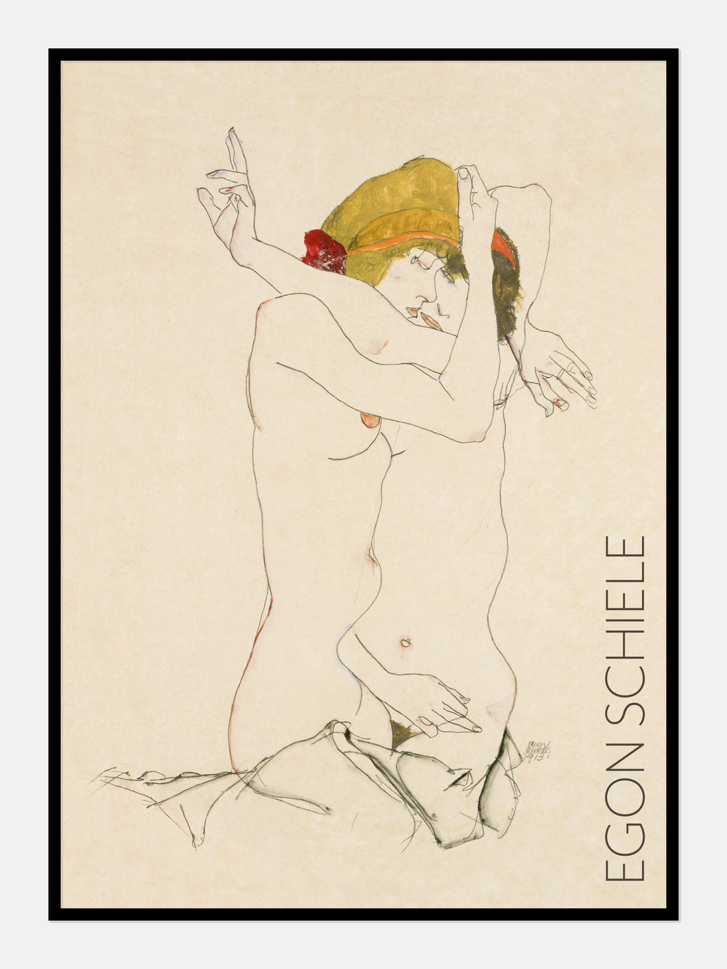 to kvinder i omfavnelse  |  EGON SCHIELE  |  KUNSTPLAKAT - decoARTE