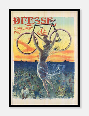 kvinde med cykel  |  FRANSK RETROPLAKAT - decoARTE