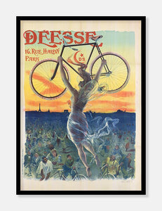kvinde med cykel  |  FRANSK RETROPLAKAT - decoARTE