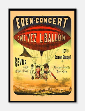 tur i luftballon  |  FRANSK RETROPLAKAT  |  CIRKUSPLAKAT - decoARTE