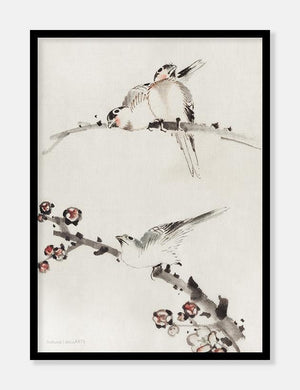 tre fugle  |  KATSUSHIKA HOKUSAI  |  JAPANSK KUNSTPLAKAT - decoARTE