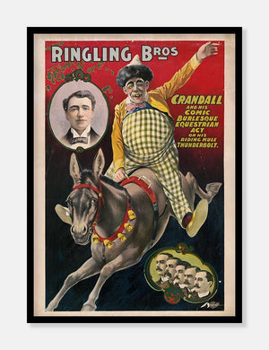 klovn på æsel  |  RINGLING BROS  |  CIRKUSPLAKAT - decoARTE