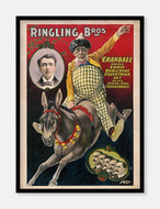 klovn på æsel  |  RINGLING BROS  |  CIRKUSPLAKAT - decoARTE