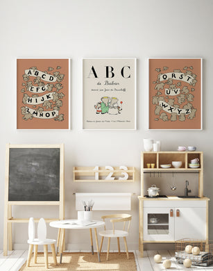 babar abc plakatvæg  |  JEAN DE BRUNHOFF - decoARTE