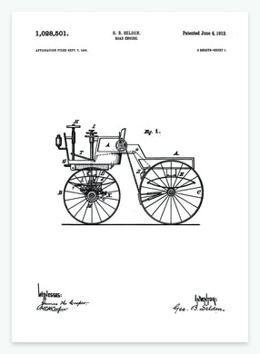 Motorkøretøj | Smukt patent til din væg | plakat | poster - decoARTE
