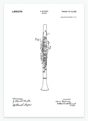 Klarinet | Smukt patent til din væg | plakat | poster - decoARTE