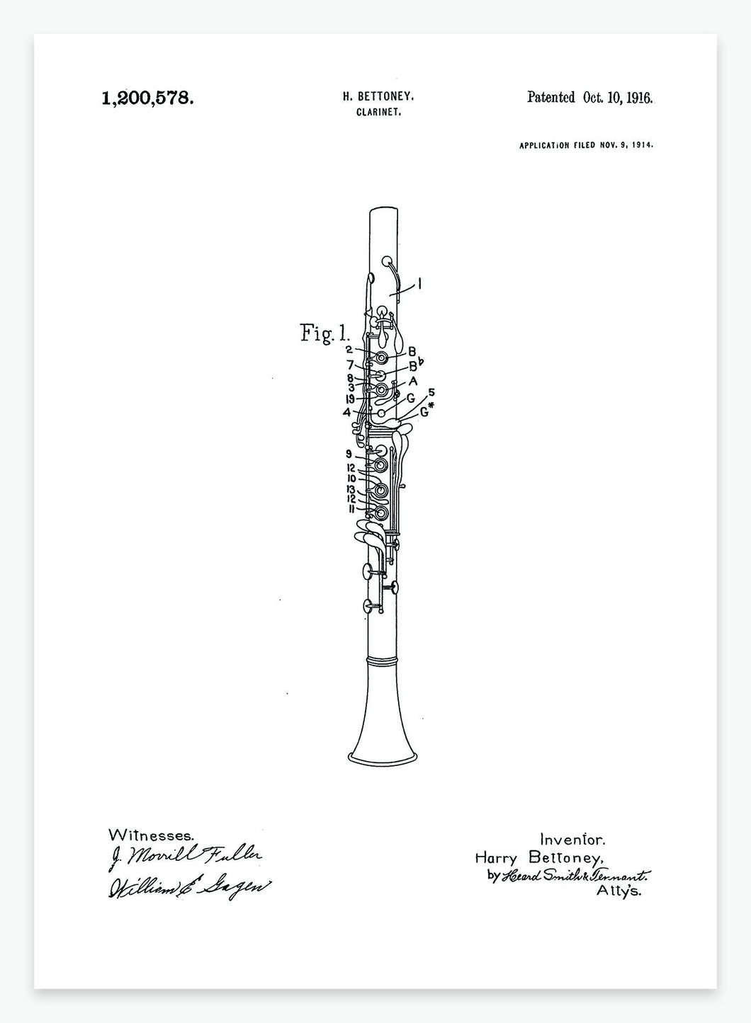 Klarinet | Smukt patent til din væg | plakat | poster - decoARTE