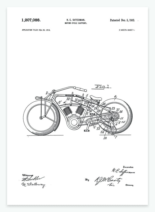Motorcykel | Smukt patent til din væg | plakat | poster - decoARTE