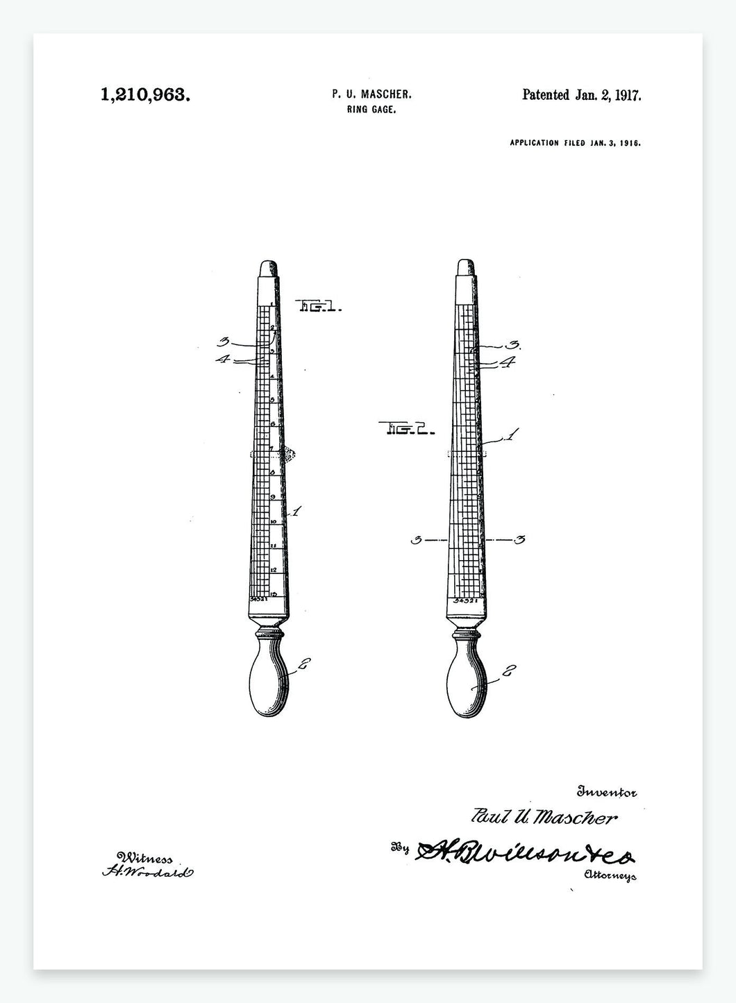 Ringmålerstav | Smukt patent til din væg | plakat | poster - decoARTE