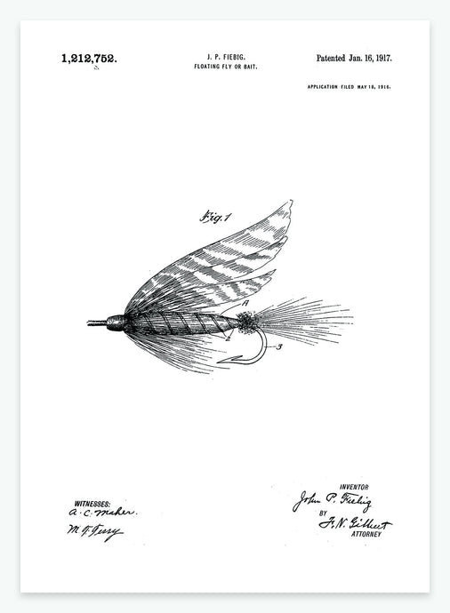 flue til fiskeri | PATENTPLAKAT - decoARTE