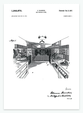Selvbetjeningsforretning | Smukt patent til din væg | plakat | poster - decoARTE