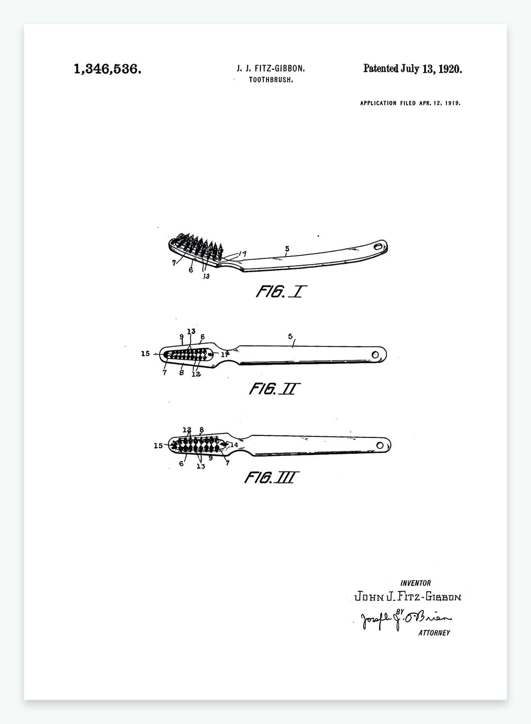 Tandbørste | Smukt patent til din væg - decoARTE