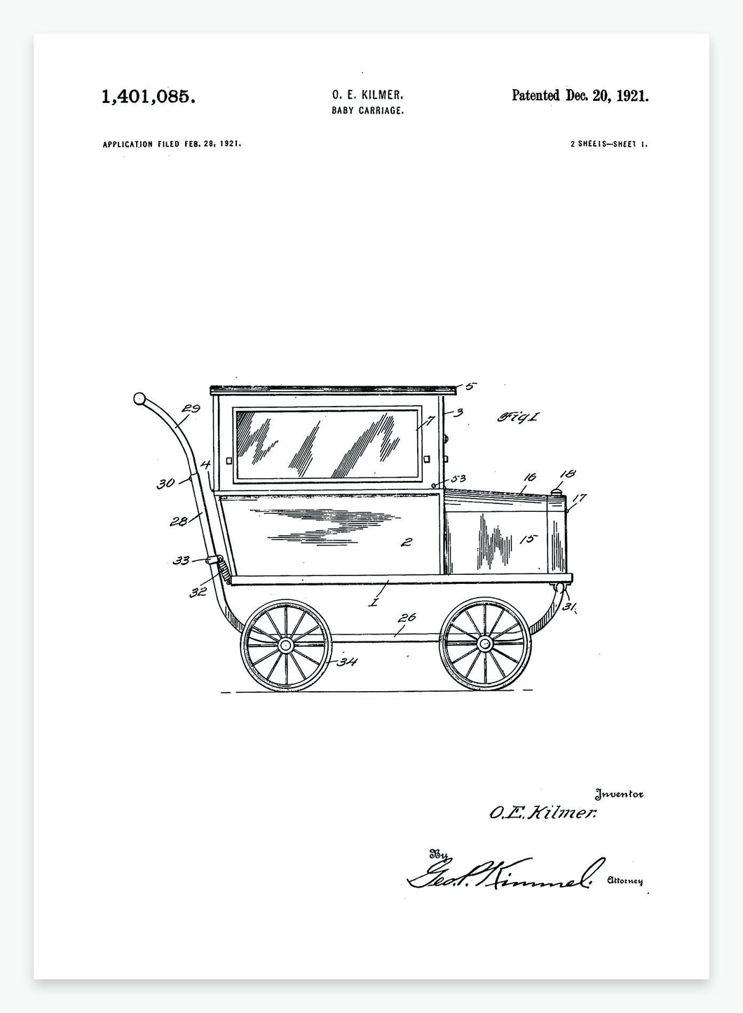barnevogn | PATENTPLAKAT - decoARTE