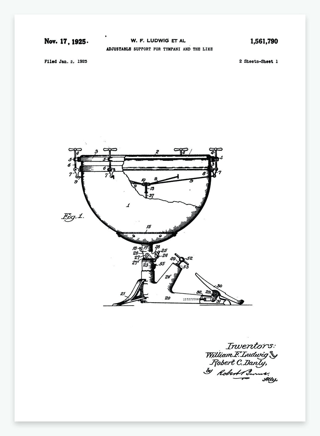 Strammemekanisme til tromme | Smukt patent til din væg - decoARTE
