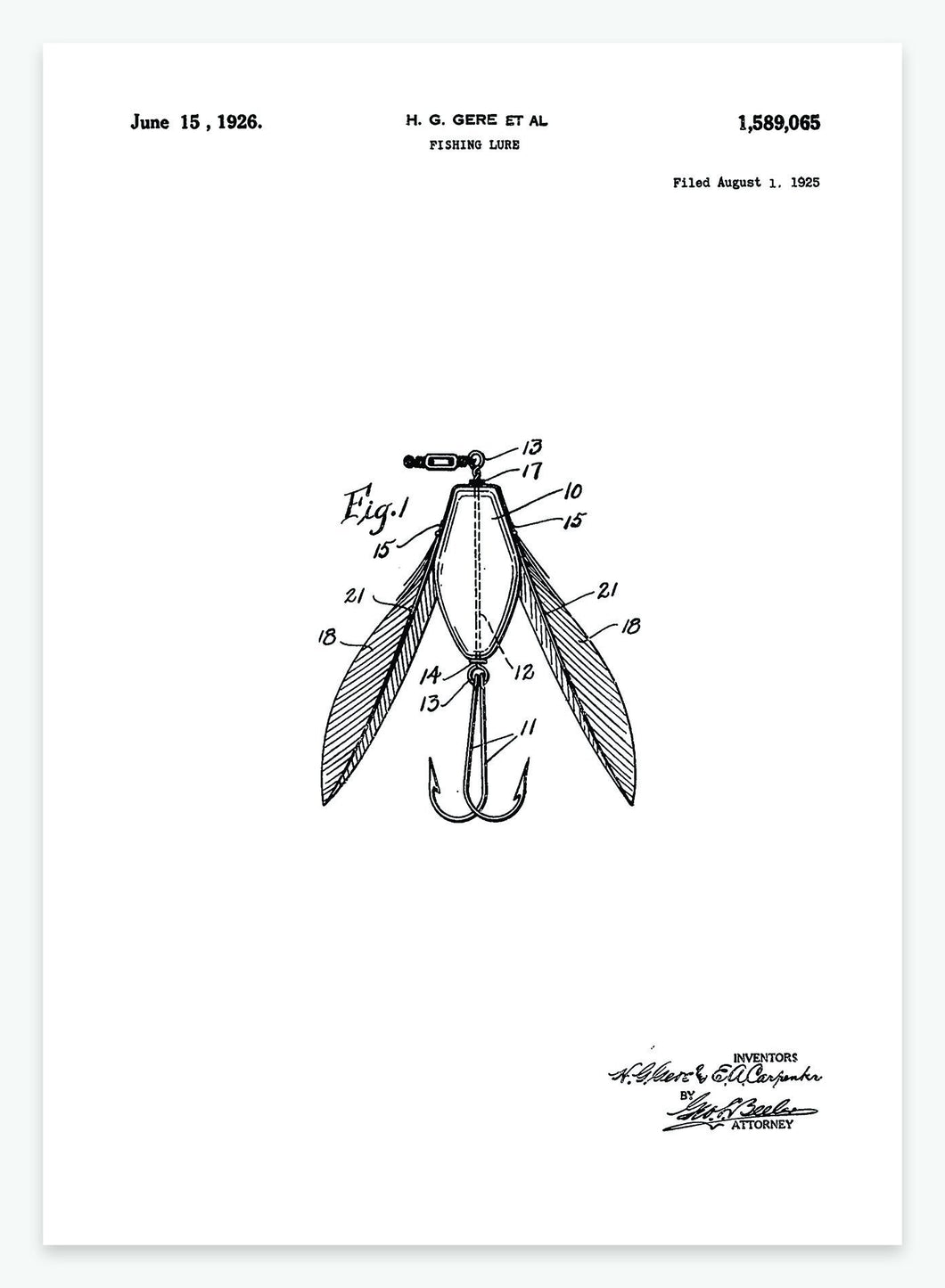 flue til fiskeri | PATENTPLAKAT - decoARTE