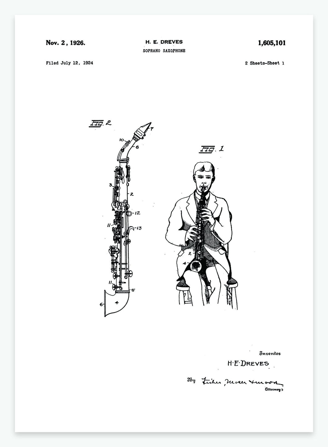 Saxofon | Smukt patent til din væg - decoARTE