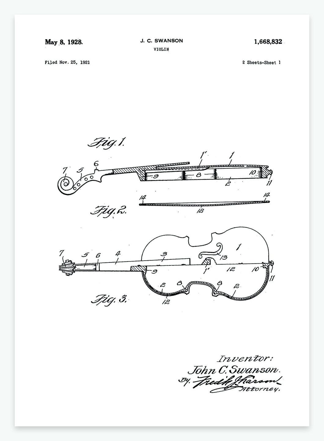 Violin | Smukt patent til din væg | plakat | poster - decoARTE