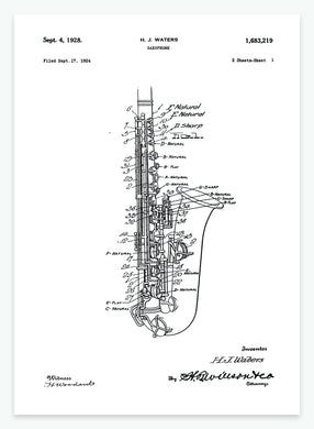 Saxofon | Smukt patent til din væg | plakat | poster - decoARTE