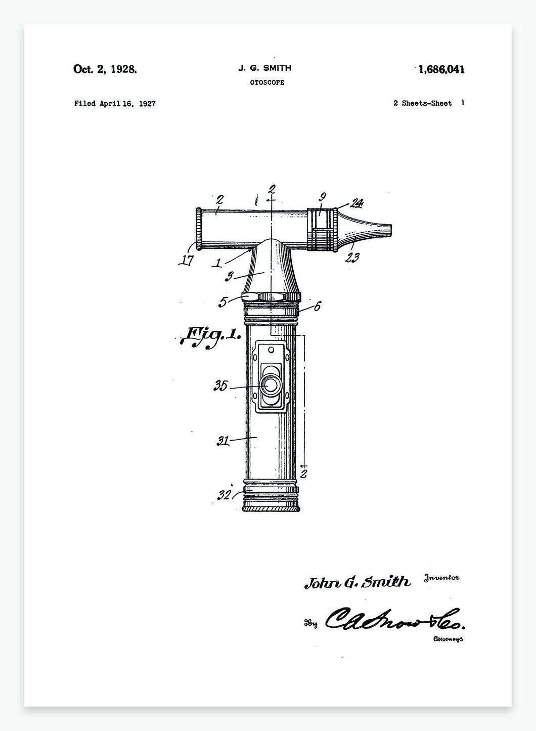 Otoskop | Smukt patent til din væg | plakat | poster - decoARTE