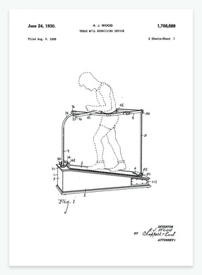 Treadmill Exercising Device | Smukt patent til din væg | plakat | poster - decoARTE