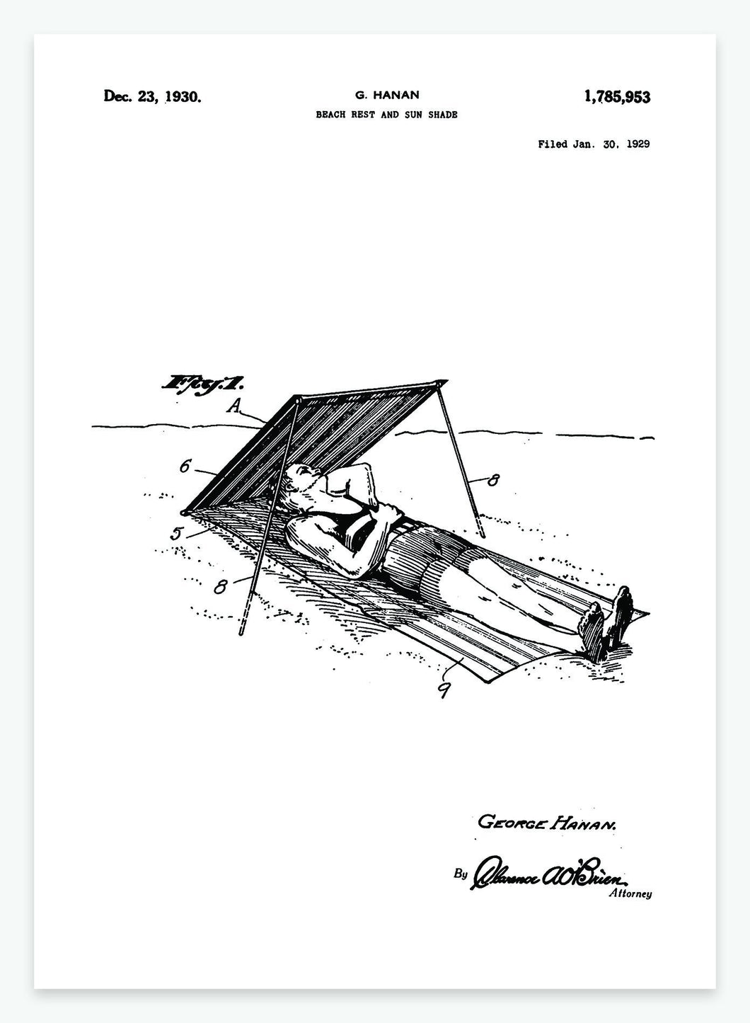 Skærm til stranden | Smukt patent til din væg | plakat | poster - decoARTE