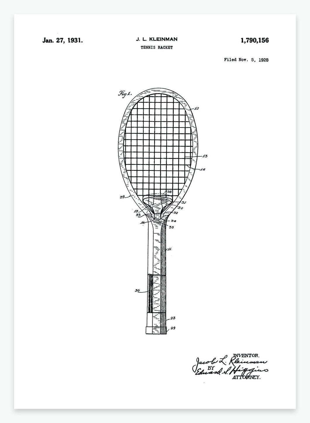 Tennisketscher | Smukt patent til din væg | plakat | poster - decoARTE