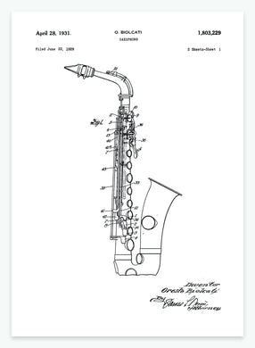 Saxofon | Smukt patent til din væg | plakat | poster - decoARTE