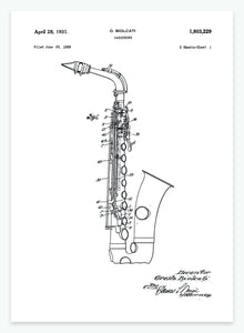 Saxofon | Smukt patent til din væg | plakat | poster - decoARTE
