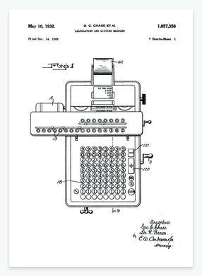 Regnemaskine | Smukt patent til din væg | plakat | poster - decoARTE