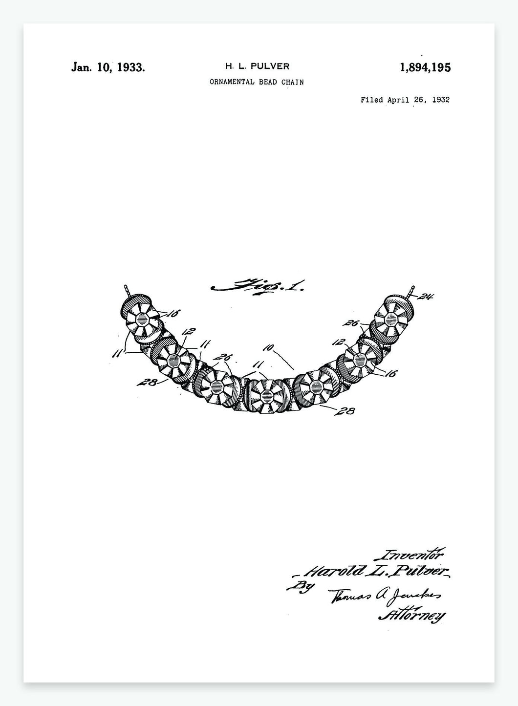 Perlekæde | Smukt patent til din væg | plakat | poster - decoARTE