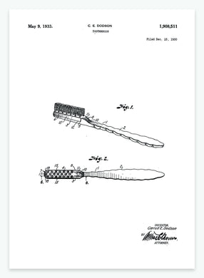 Tandbørste | Smukt patent til din væg | plakat | poster - decoARTE