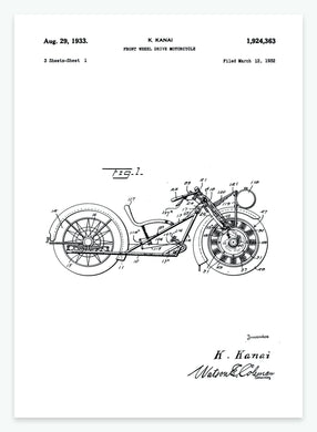 Motorcykel | Smukt patent til din væg | plakat | poster - decoARTE