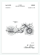Motorcykel | Smukt patent til din væg | plakat | poster - decoARTE