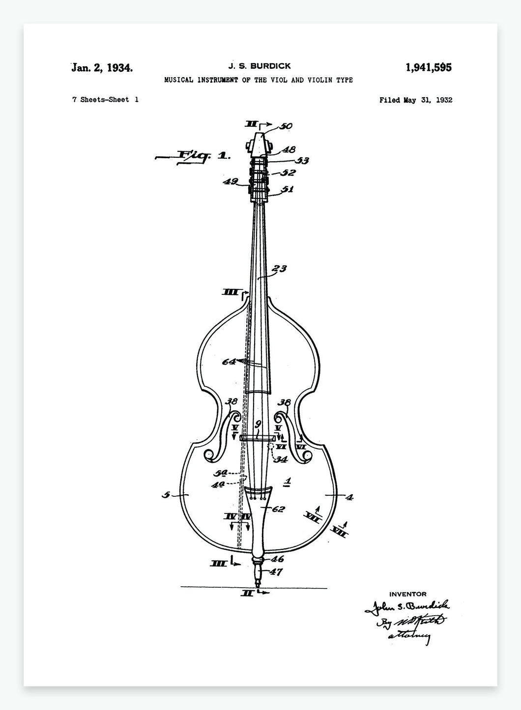 Violin | Smukt patent til din væg | plakat | poster - decoARTE