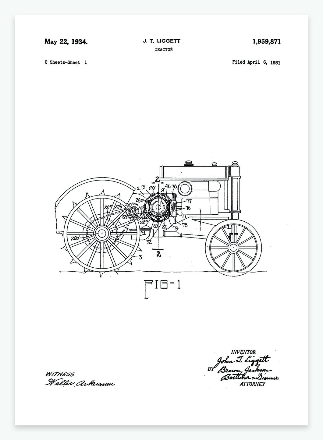 Traktor | Smukt patent til din væg | plakat | poster - decoARTE