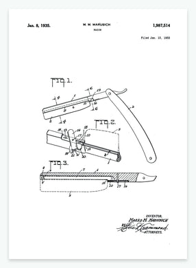 barberkniv | PATENTPLAKAT - decoARTE