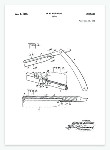barberkniv | PATENTPLAKAT - decoARTE