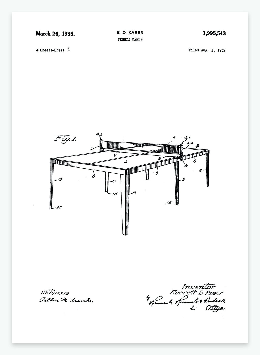 bordtennisbord | PATENTPLAKAT - decoARTE