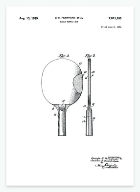 bordtennisbat | PATENTPLAKAT - decoARTE
