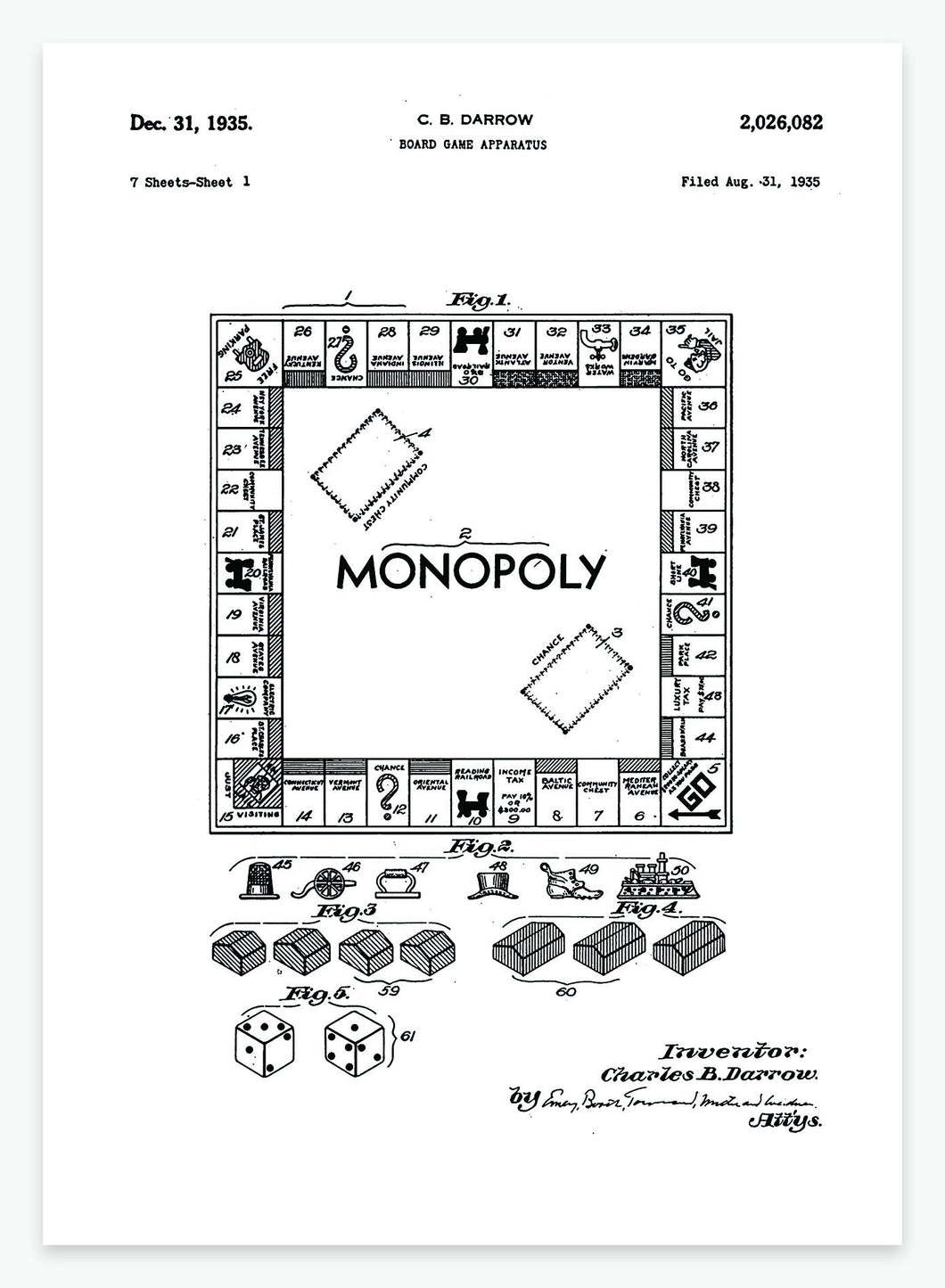brætspil - monopoly | PATENTPLAKAT - decoARTE