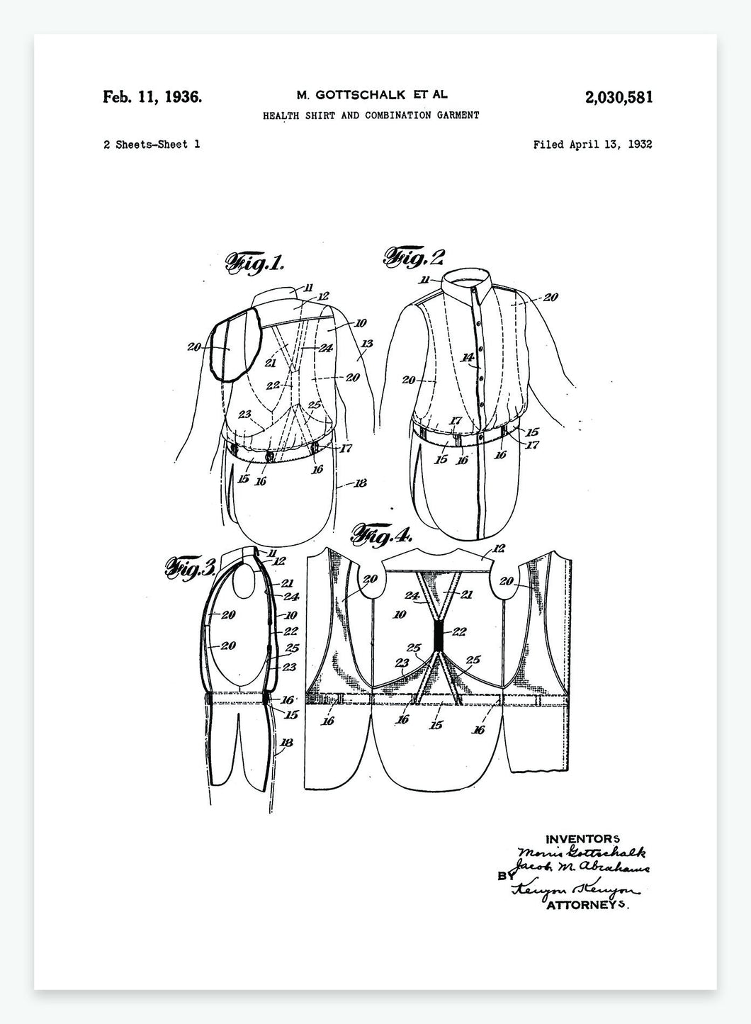 Tøjstykke | Smukt patent til din væg | plakat | poster - decoARTE