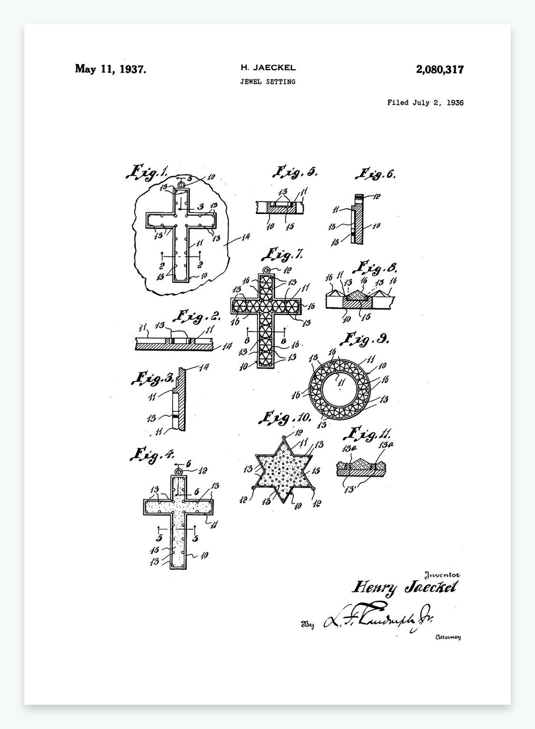 Smykke/Kors | Smukt patent til din væg | plakat | poster - decoARTE