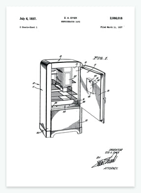 Køleskab | Smukt patent til din væg | plakat | poster - decoARTE