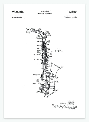 Saxofon | Smukt patent til din væg | plakat | poster - decoARTE