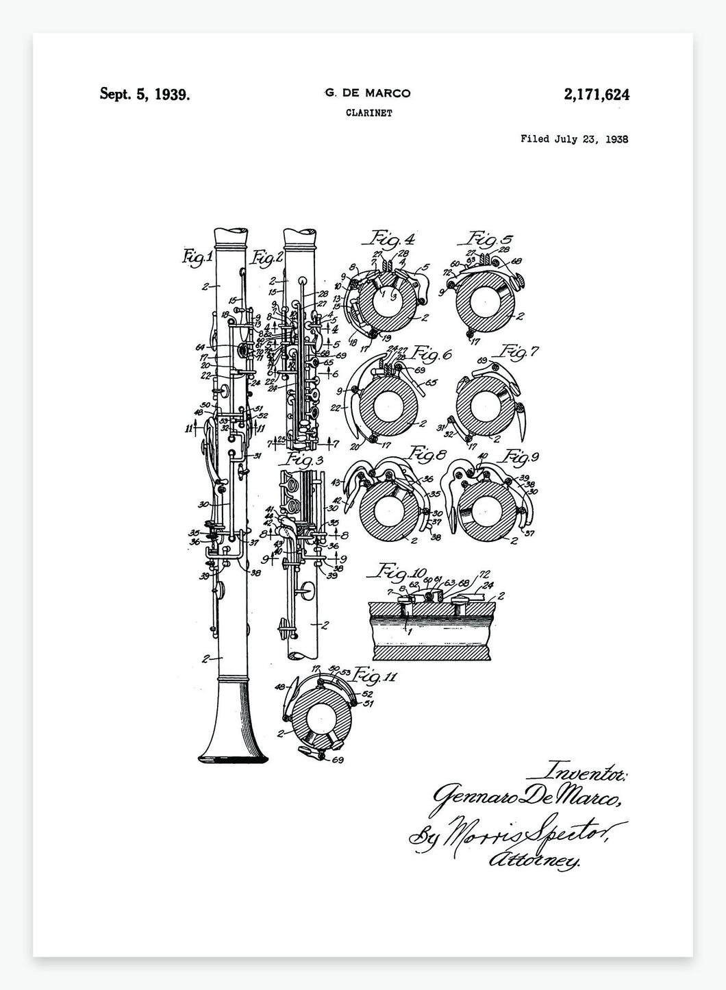 Klarinet | Smukt patent til din væg | plakat | poster - decoARTE