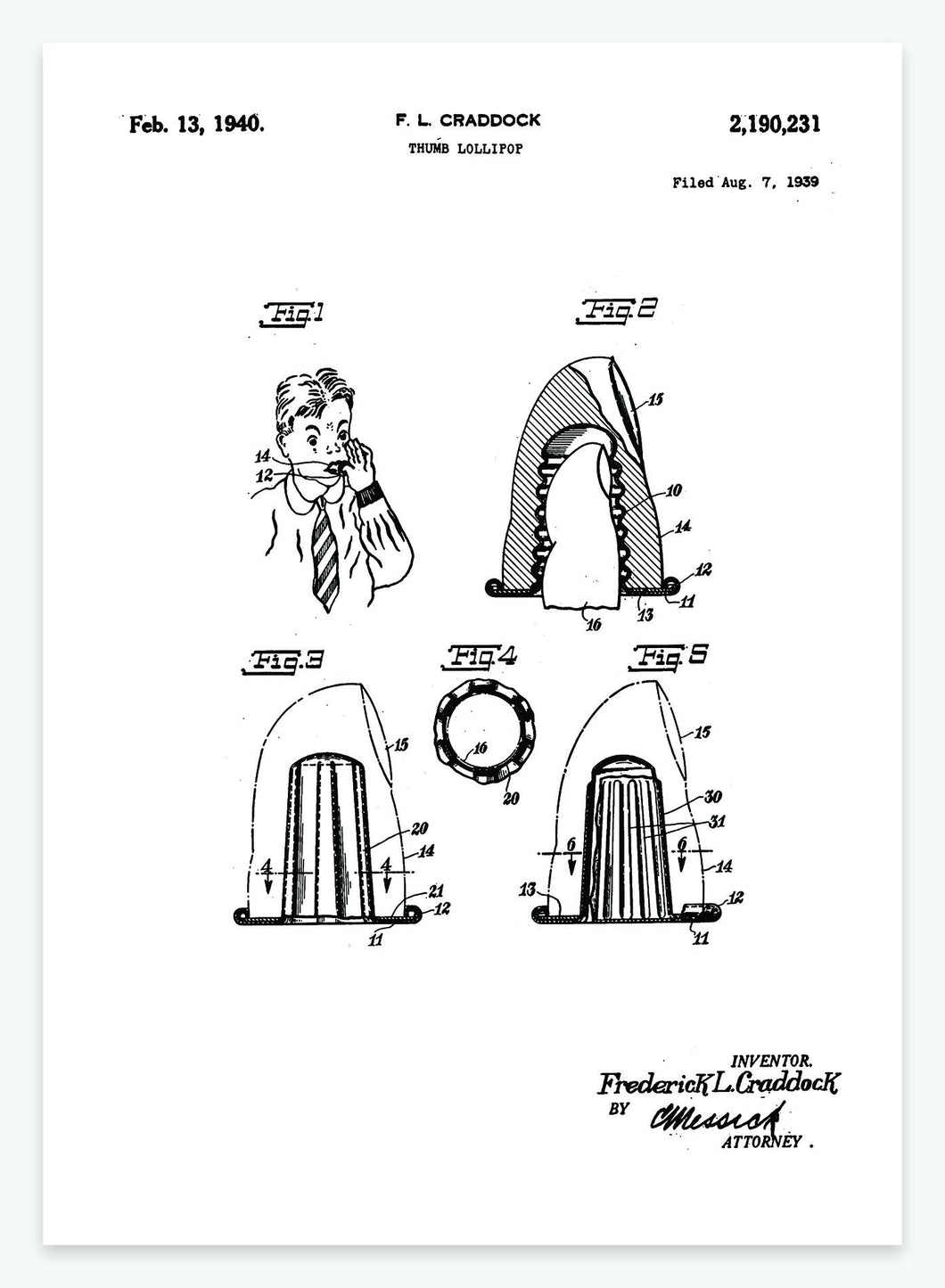 Slikkepind til tommelfinger | Smukt patent til din væg | plakat | poster - decoARTE