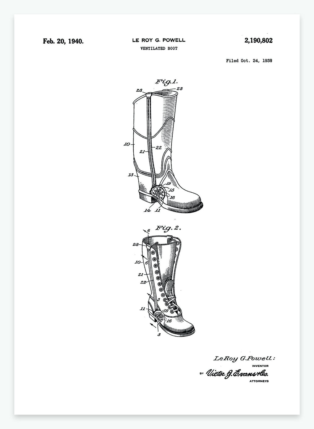 Støvle | Smukt patent til din væg | plakat | poster - decoARTE
