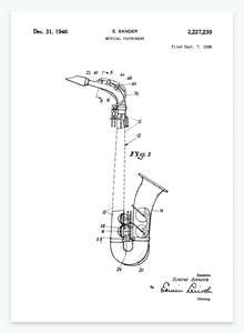 Saxofon | Smukt patent til din væg | plakat | poster - decoARTE