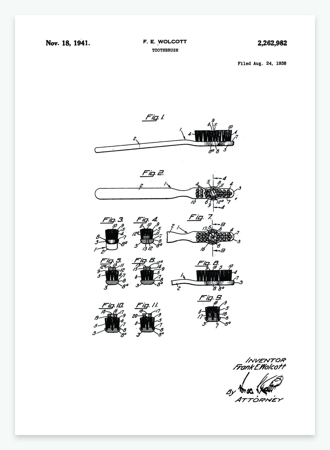 Tandbørste | Smukt patent til din væg | plakat | poster - decoARTE